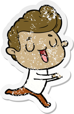 Bir insan tarafından çizilmiş mutlu bir çizgi film karakterinin sıkıntılı çıkartması.