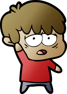 Bir insan tarafından çizilmiş bitkin çocuk çizgi filmi.