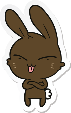 Bir insan tarafından çizilmiş şirin bir tavşanın çıkartması.