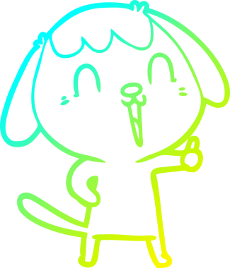 Bir insan tarafından çizilmiş şirin bir çizgi köpeğin soğuk gradyan çizgisi.