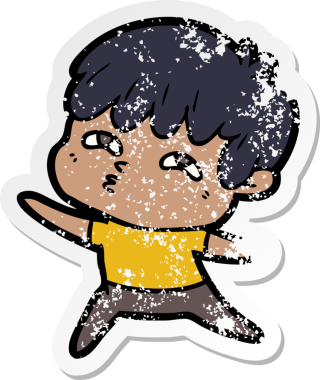 Bir insan tarafından çizilmiş garip bir adamın sıkıntılı çıkartması.