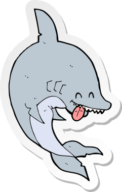 Bir insan tarafından çizilmiş komik bir köpekbalığı etiketi.