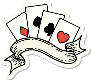 Geleneksel kart stili ve bir insan tarafından çizilmiş dövme çıkartması.