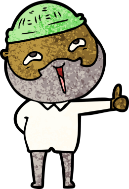 Bir insan tarafından çizilmiş mutlu sakallı bir adam.