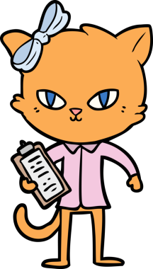 Bir insan tarafından çizilmiş sevimli çizgi film kedisi.