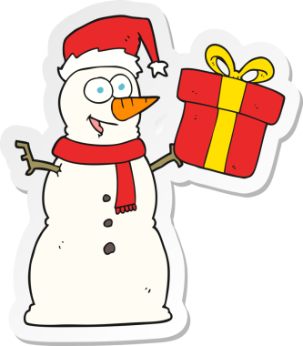 Bir insan tarafından çizilmiş bir kardan adamın çıkartması.