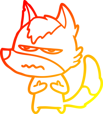 Bir insan tarafından çizilmiş kızgın bir kurdun sıcak çizgi çizimi.