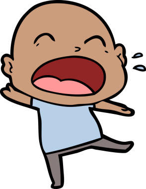 Bir insan tarafından çizilmiş kel adam diye bağıran çizgi film.