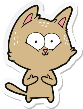 Bir insan tarafından çizilmiş çizgi film kedisinin çıkartması.