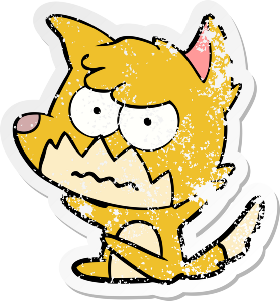 Bir insan tarafından çizilmiş, sıkıntılı bir çizgi film çıkartması.