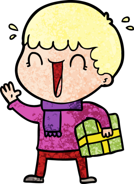 Bir insan tarafından çizilmiş, gülen karikatür adamı.