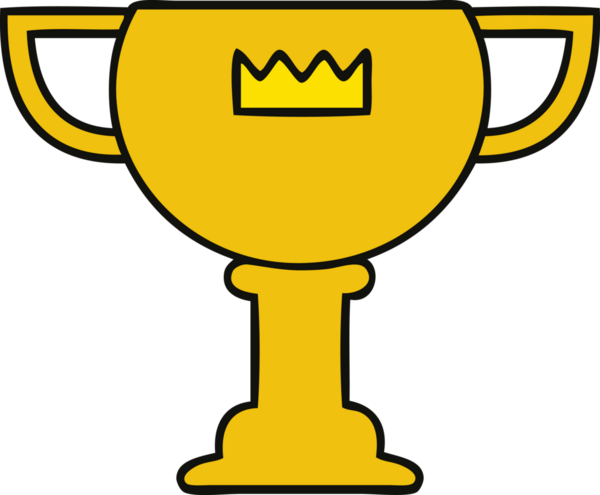 Bir insan tarafından çizilmiş altın kupa karikatürü.