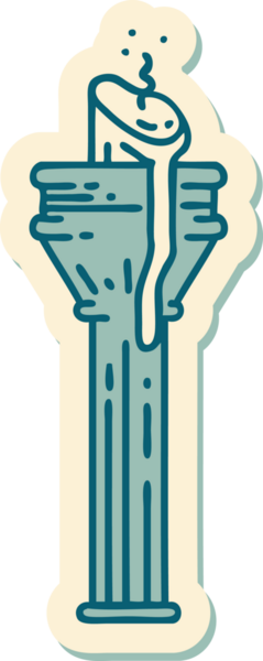 Bir insan tarafından çizilmiş geleneksel bir şamdan stili dövme çıkartması.