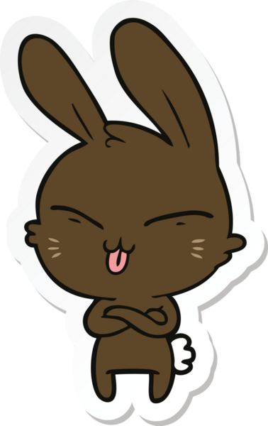 Bir insan tarafından çizilmiş şirin bir tavşanın çıkartması.