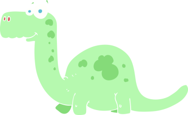 Bir insan tarafından çizilen dinazorun düz renk çizimi