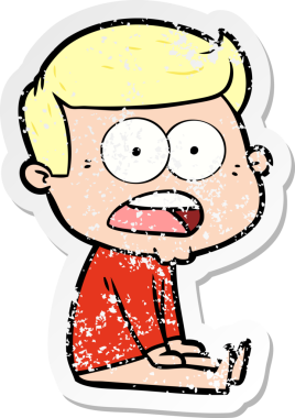 Bir insan tarafından çizilen şok olmuş bir adamın karikatür çıkartması.