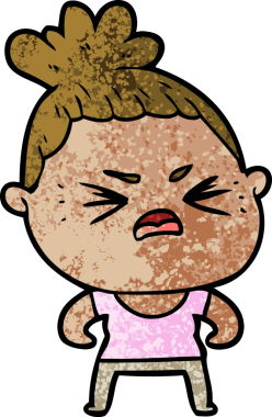 Bir insan tarafından çizilmiş kızgın bir kadın.