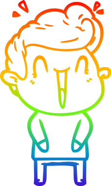 Gökkuşağı gradyanı çizimi bir insan tarafından çizilmiş heyecanlı bir çizgi film