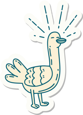 Bir insan tarafından çizilmiş dövme stili bir deniz kuşu çıkartması.