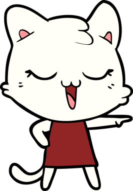 Bir insan tarafından çizilmiş mutlu çizgi film kedisi.