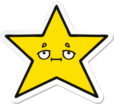 Bir insan tarafından çizilmiş şirin bir çizgi film yıldızının çıkartması.