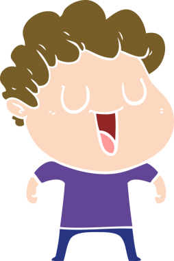 Bir insan tarafından çizilmiş düz renkli karikatür adam.