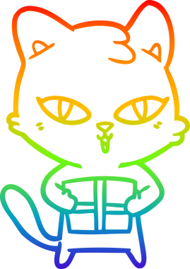 gökkuşağı gradyanı çizimi bir insan tarafından çizilmiş çizgi film kedisi