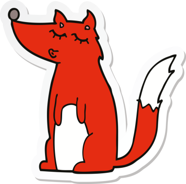 Bir insan tarafından çizilmiş bir kurt çizgi filminin çıkartması.