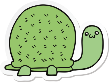 Bir insan tarafından çizilmiş şirin bir karikatür kaplumbağasının çıkartması.