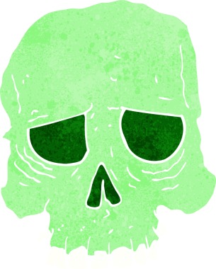 Bir insan tarafından çizilmiş ürkütücü bir kafatası.