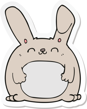 Bir insan tarafından çizilmiş çizgi film tavşanının çıkartması.