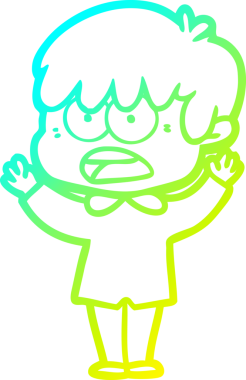 Bir insan tarafından çizilmiş endişeli çizgi film çocuğunun soğuk gradyan çizgisi.