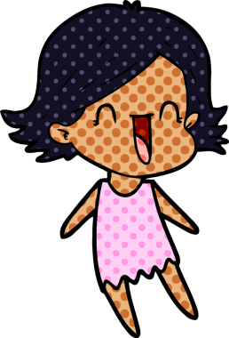 Bir insan tarafından çizilmiş mutlu bir kadın.