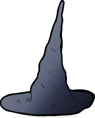 Bir insan tarafından çizilmiş ürkütücü cadı şapkası.