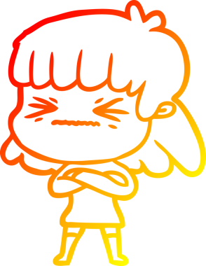 Bir insan tarafından çizilen çizgi filmin sıcak gradyan çizimi stresli bir kadın.