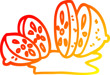 Bir insanın çizdiği karikatür narenciye çiziminin sıcak gradyanı