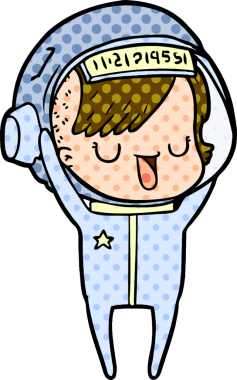 Bir insan tarafından çizilmiş astronot kadın.