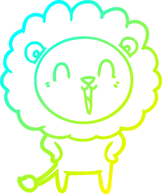 Bir insan tarafından çizilmiş gülen aslan karikatürü.