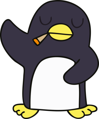 Bir insan tarafından çizilmiş garip bir penguen çizimi.