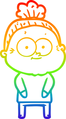 Gökkuşağı gradyan çizgi çizimi Bir insan tarafından çizilmiş mutlu yaşlı kadın