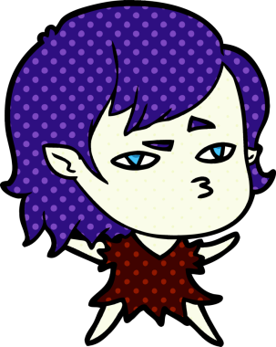 Bir insan tarafından çizilmiş vampir kız çizgi filmi.