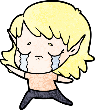 Bir insan tarafından çizilmiş ağlayan elf kızı.