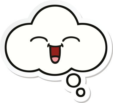 Bir insan tarafından çizilmiş şirin bir düşünce baloncuğunun çıkartması.