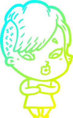 Bir karikatür çizimi, bir insan tarafından çizilmiş bir kızı şaşırttı.