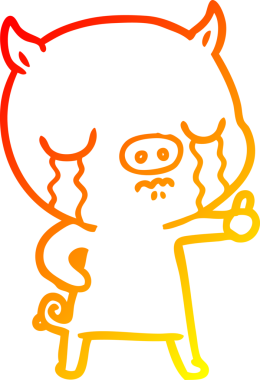 Bir insan tarafından çizilmiş, ağlayan bir domuzun sıcak çizgi çizimi.