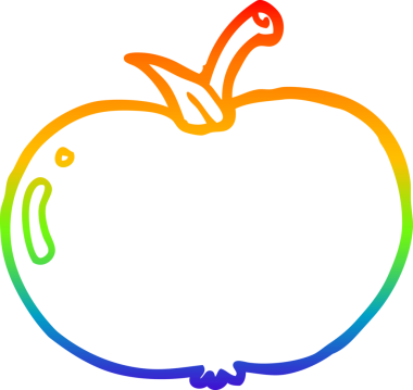 gökkuşağı gradyan çizgi çizimi bir insan tarafından çizilmiş elma çizgi