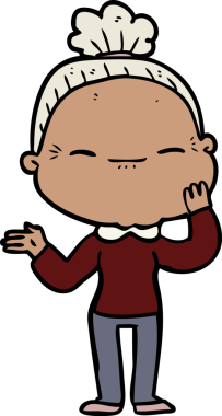 Bir insan tarafından çizilmiş barışçıl yaşlı bir kadın.