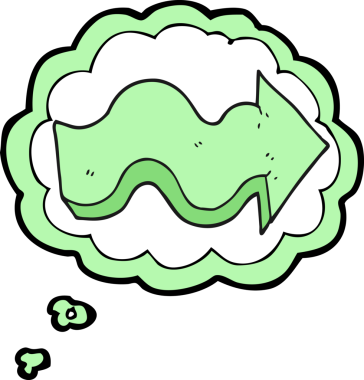 Bir insan tarafından çizilmiş serbest çizim balon karikatür oku