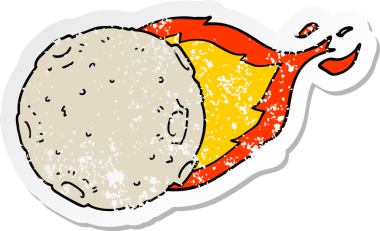 Bir insan tarafından çizilmiş karikatür meteorunun sıkıntılı çıkartması.