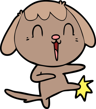 Bir insan tarafından çizilmiş şirin bir çizgi film köpeği.